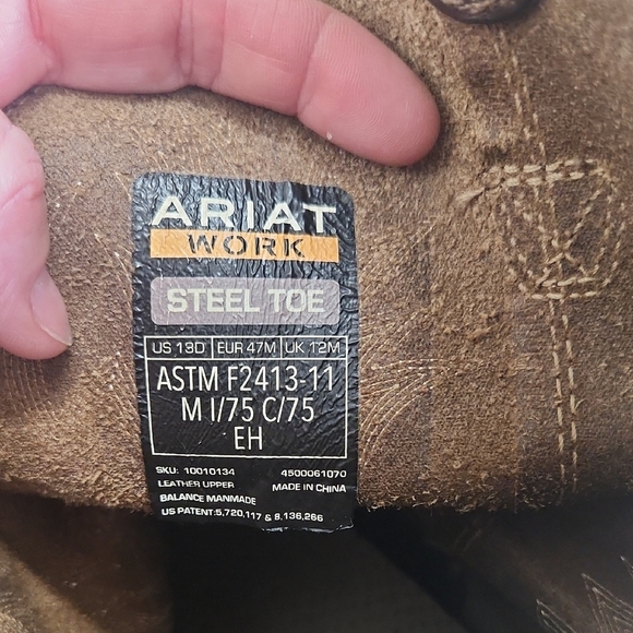 ARIAT QuickDraw Brown Leather Square Toe Pull On Western Boots Size 13D - Picture 2 of 8